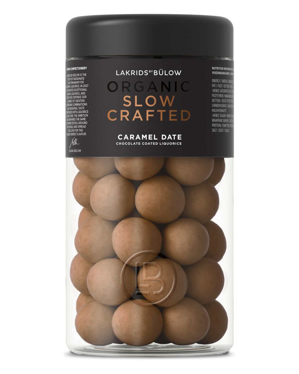 LAKRIDS BY BLOW - Caramel Date - 9.35 OZ - Organic Chocolate Coated Gourmet Licorice from Scandinavia - Gluten Free Gelatine Free - Danish Candy