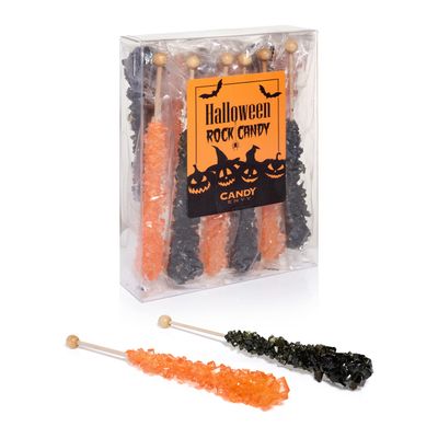 Candy Envy - Halloween Rock Candy Sugar Sticks - 10 Indiv. Wrapped - Black Orange Trick or Treat
