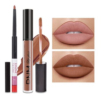 2pcs Matte Deep Rose-Beige Lip Liner and Lipstick Makeup Set,Nude matte Liquid Brown Lipstick 24H and Lip Liner Set Matt Liquid Lips Make Up Waterproof Long Lasting Lipstick Matte Kit25