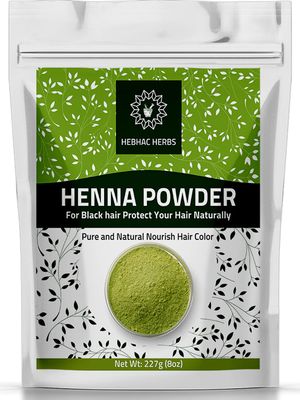 Henna Powder for Hair Growth Pure Mehndi Powder Natural black Henna Hair Colour Dye 227g (8oz) Made in India by Hebhac Herbs