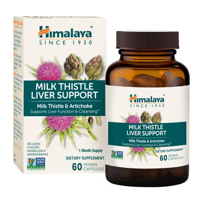 Himalaya Milk Thistle Liver Support Capsules, 60 Count, Silymarin Milk Thistle 350 mg, with Artichoke, Chicory, Andrographis Dandelion, Supports Liver Function Cleansing