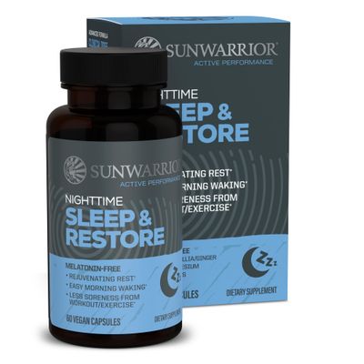 Sleep Support Restore Capsules Melatonin-Free Sleep Aid for Deep Rest Recovery Magnesium Chamomile Lemon Balm Adaptogens for Relaxation Muscle Relief Refreshing Mornings 60 Vegan Capsules