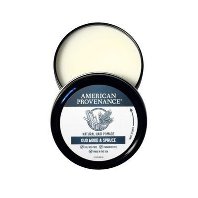 American Provenance Premium Natural Hair Pomade for Women and Men with Shea Butter, Jojoba Oil, Argan Oil - Grooming Balm that Conditions and Styles Hair Oud Wood Spruce 2 oz (Pack of 1)