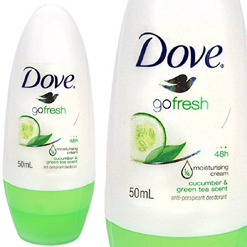 Dove Go Fresh Cucumber Green Tea Scent Anti-Perspirant Roll On Deodorant 0 Alcohol - with Moisture Cream - 50ml (1.7 Fluid Ounce). (Pack of 2)