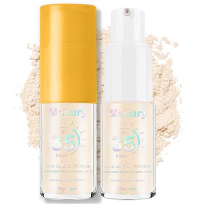 Meilury Mineral Sunscreen Powder, for Scalp Hair, 0.71 Oz. SPF 35 PA, Scalp Sunscreen Powder, Broad Spectrum UV Protection, Lightweight, No-Greasy, Cruelty-Free Formula (1pc)