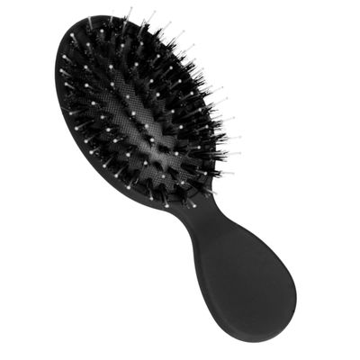 Mini Boar Bristle Brush by Everlong Hair - Adds Shine, Promotes Growth, Scalp Massage Detangling, Suitable for All Hair Types, Extensions Wigs, with Ergonomic Matte Black Handle