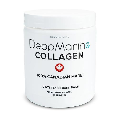 DeepMarine Collagen 100 Canadian Made Collagen Peptides, Wild-Caught Collagen Powder, Hydrolyzed Marine Collagen - 30 Day Supply - Gluten-Free, Tasteless, Odourless, Keto and Paleo Friendly