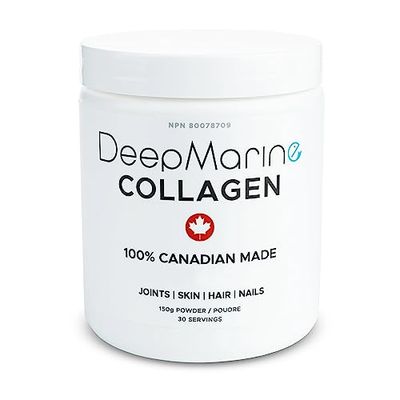 DeepMarine Collagen 100 Canadian Made Collagen Peptides, Wild-Caught Collagen Powder, Hydrolyzed Marine Collagen - 30 Day Supply - Gluten-Free, Tasteless, Odourless, Keto and Paleo Friendly