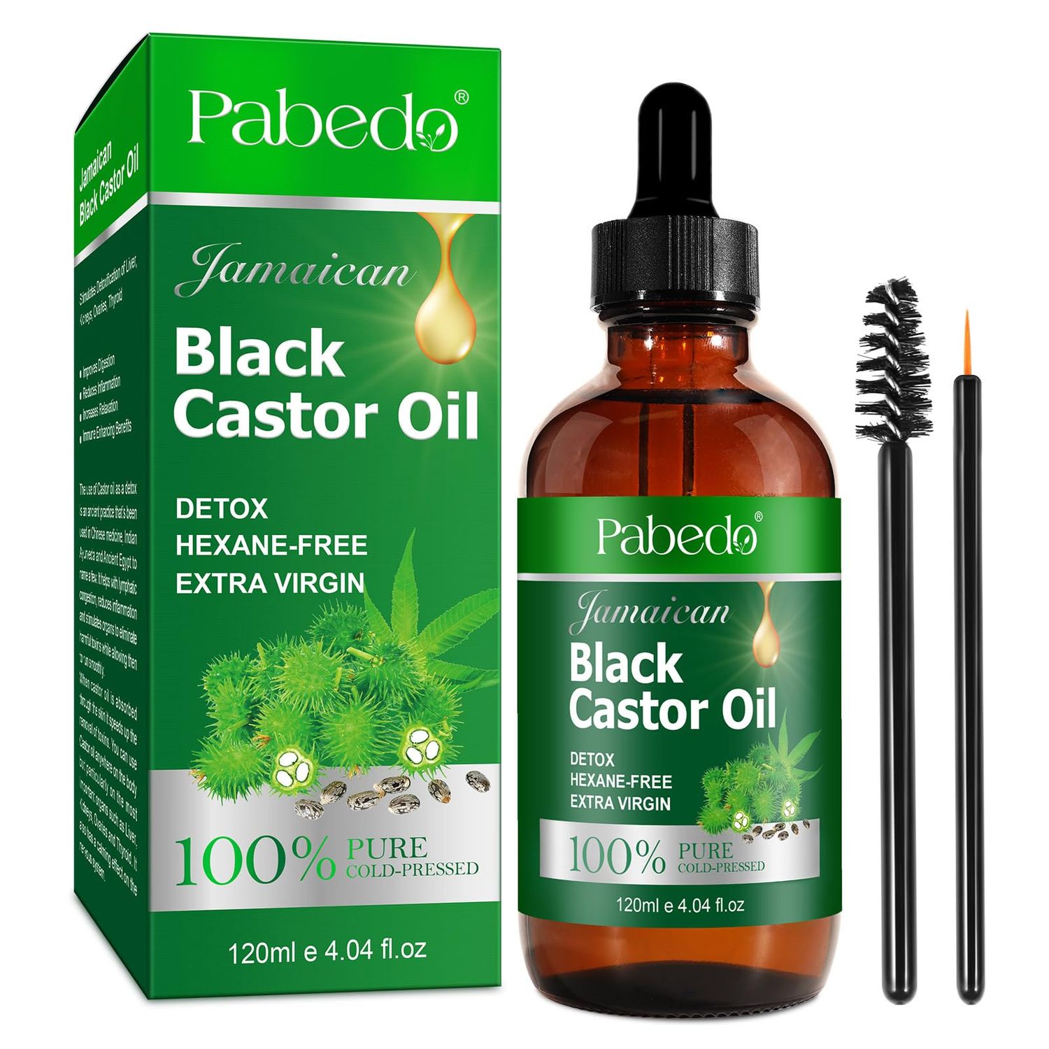 Black Castor Oil for Hair Growth (4.04 fl oz), Jamaican Black Castor Oil for Eyelashes and Eyebrows, Nourishes and Hydrates Hair, Skin Nails,Avoid Hair Loss, Thinning Hair for Men and Women
