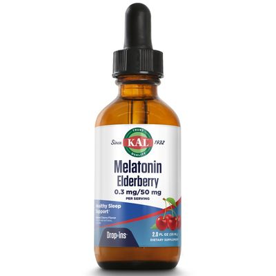 KAL 0.3 Mg Melatonin Cherry Elderberry Dropins, 2 Fluid Ounce