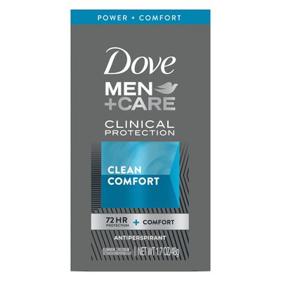 Dove MenCare Clinical Protection Antiperspirant 72 hour sweat and odor protection Clean Comfort Antiperspirant for men formulated with Triple Action Moisturizer 1.7 oz, Pack of 3