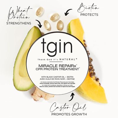 tgin Miracle RepaiRx Strengthening CPR Protein Treatment Deep Hydrating Hair Mask, for Curly, Coily and Wavy Hair, Repairs, Protects, and Restores Damaged Hair, 12 oz, (Set)