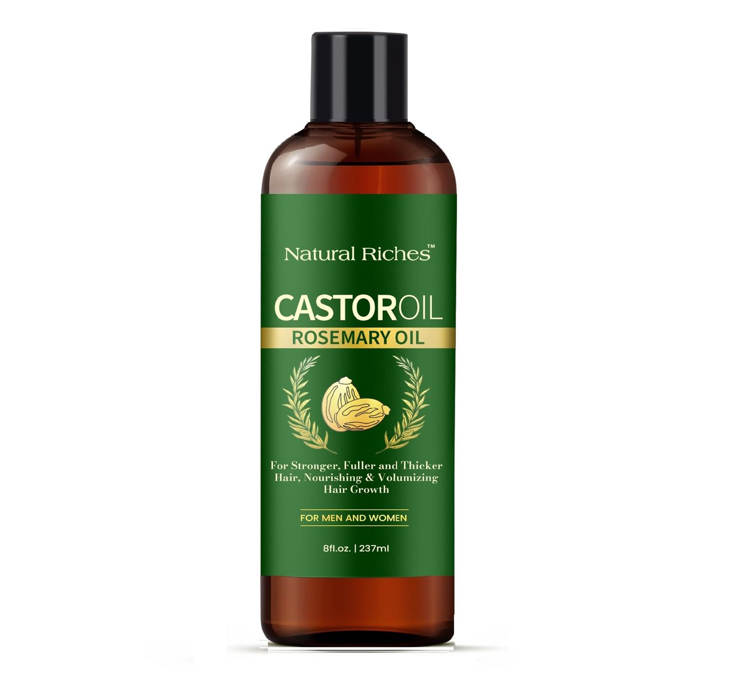 Natural Riches Castor Oil with Rosemary Oil, 8 fl oz, For Stronger, Fuller and Thicker Hair Growth Handcraft Blends Organic Castor Oil with Rosemary Oil Premium Grade hair treatment.