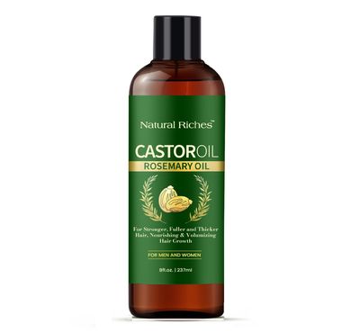 Natural Riches Castor Oil with Rosemary Oil, 8 fl oz, For Stronger, Fuller and Thicker Hair Growth Handcraft Blends Organic Castor Oil with Rosemary Oil Premium Grade hair treatment.
