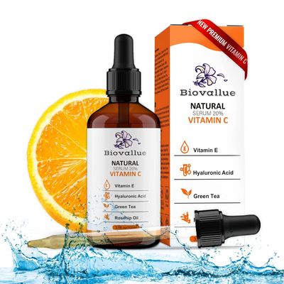 BIOVALLUE PREMIUM HYALURONIC SERUM 100ML VITAMIN A VITAMIN C VITAMIN E - ALOE VERA - JOJOBA OIL ROSE HIP OIL WITH ORGANIC INGREDIENTS.