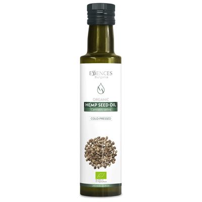 Essences Bulgaria Organic Hemp Seed Oil 8.5 Fl Oz 250ml 100 Natural Cold-Pressed Oil Extra Premium Quality Rich in Omegas Dips Salads No Additives or Preservatives Non-GMO Vegan
