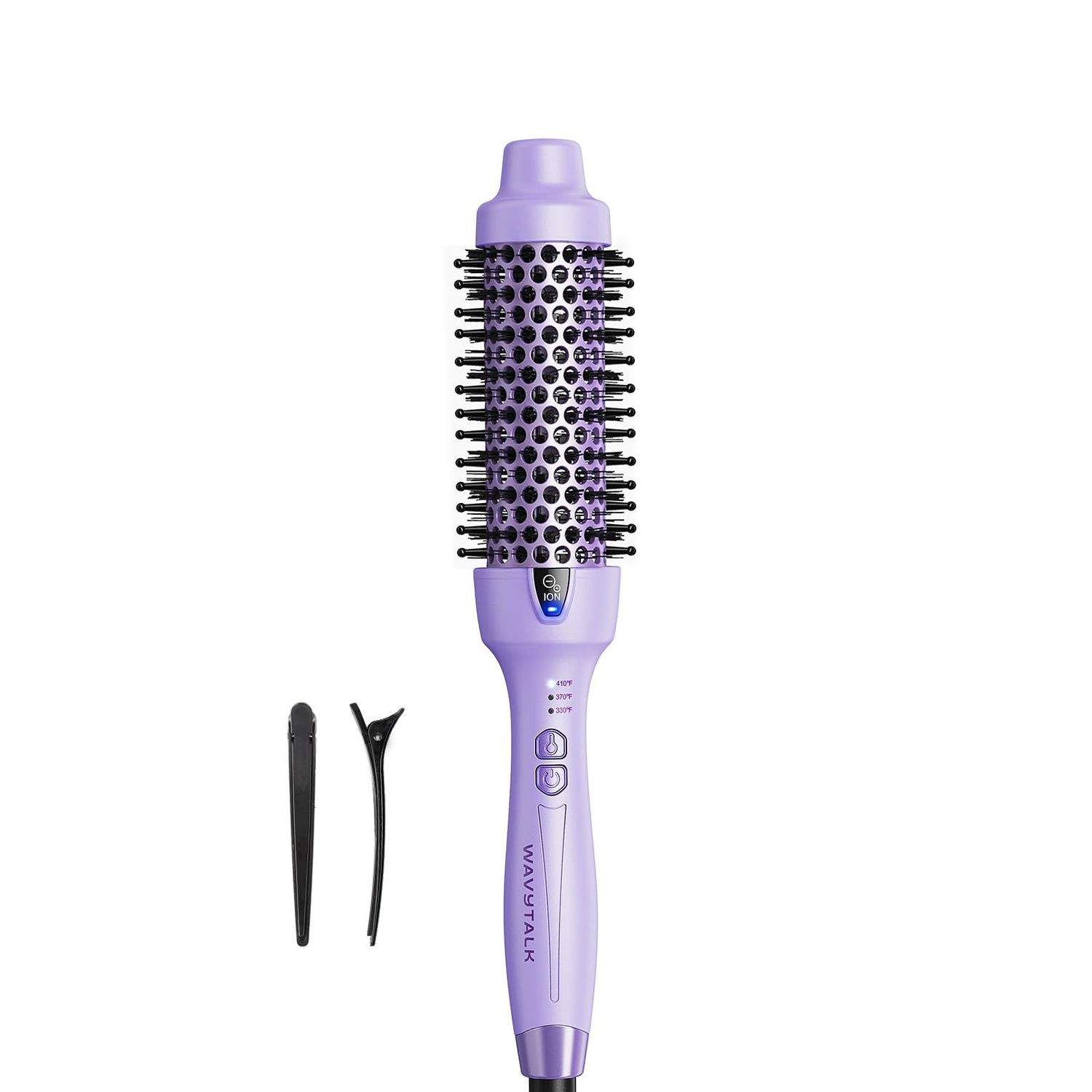 Wavytalk Thermal Brush, 1.5 Inch Ionic Thermal Round Brush Makes Hair Smoother Get Natural Curls (Lavender Purple)