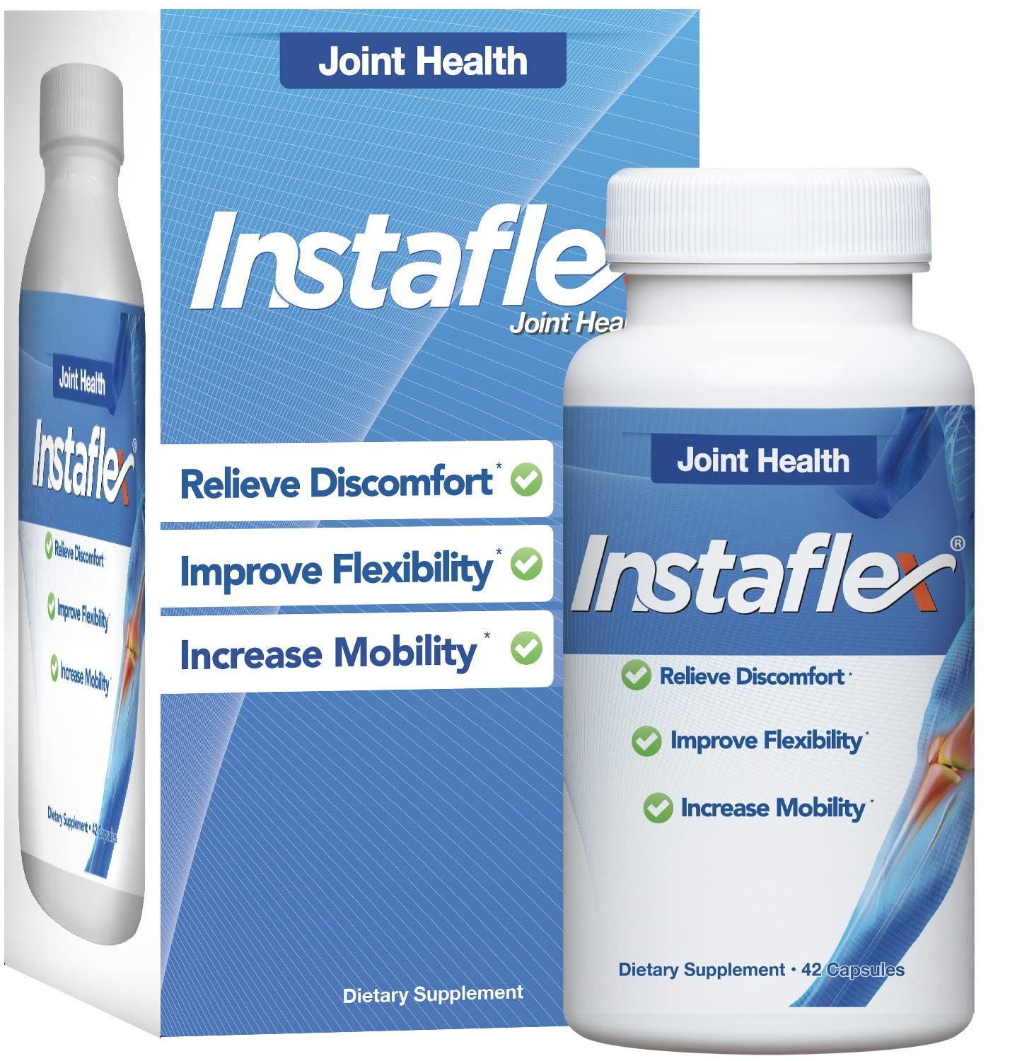 Instaflex Joint Support Supplement - Clinically Studied Joint Relief Blend of Glucosamine, MSM, White Willow, Turmeric, Ginger, Cayenne, Hyaluronic Acid - 42 Capsules