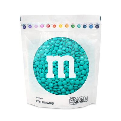 MMS WORLD Aqua Milk Chocolate Candy, 5lbs of MM&#39;S in Resealable Pack for Candy Bars, Birthday Parties, Graduations, Dessert Tables DIY Favors
