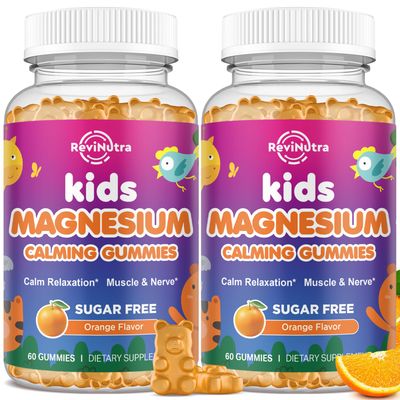 2 Pack Calm Magnesium Gummies for Kids - Magnesium Glycinate, L-Threonate Supplement for Sleep, Brain, Immune Bone Health - Great Tasting Magnesium Gummies for Adults Kids - Sugar Free Orange