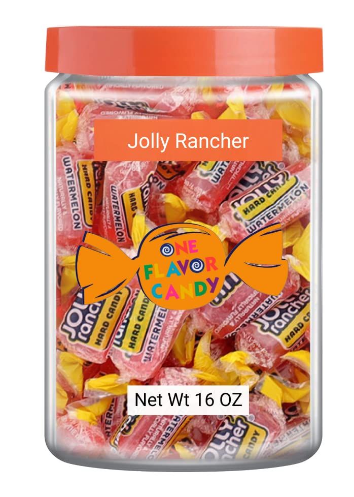 Jollies Rancher World&#39;s Best Flavored Fruit Hard Candy Bulk Candies in Jar 16oz Tasty Yummy Perfectly Delicious Time (Watermelon, 16oz)
