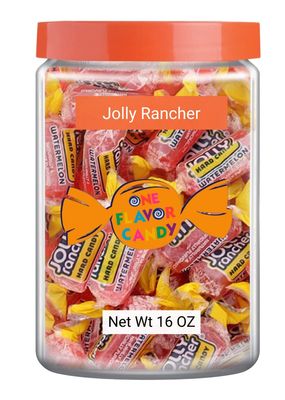 Jollies Rancher World&#39;s Best Flavored Fruit Hard Candy Bulk Candies in Jar 16oz Tasty Yummy Perfectly Delicious Time (Watermelon, 16oz)