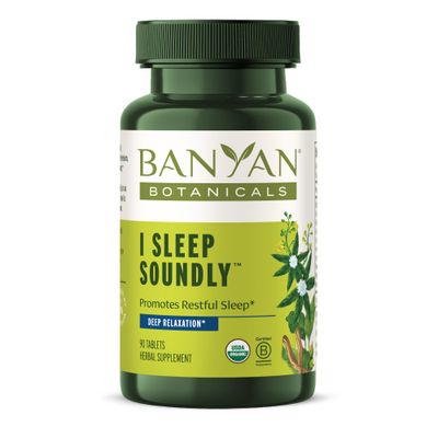 Banyan Botanicals I Sleep Soundly - Organic Herbal Sleep Supplement with Ashwagandha, Eclipta, and Chamomile - 90 Tablets - Non-GMO Sustainably Sourced Vegan