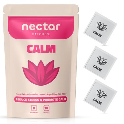 10x Calm Patches with Hemp Extract, Passion Flower, Hops Valerian Root - Relax Unwind, Non-Fatiguing, Sustained-Release for All-Day Calm