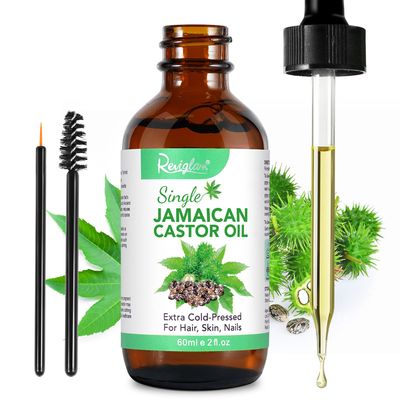 IKZEE Jamaican Black Castor Oil, Pure Cold Pressed Castor Oil, Organic Castor Oil for Hair Growth, Eyelashes and Eyebrows, Skin and Nails 2 Fl Oz