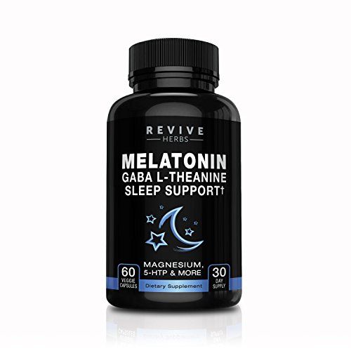 Revive Herbs Melatonin, GABA, L-Theanine - for Occasional Sleeplessness Only - 60 Veggies Capsules - Includes Magnesium, 5-HTP, Phellodendron Root Powder Mucuna Pruriens