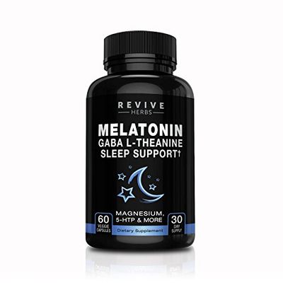 Revive Herbs Melatonin, GABA, L-Theanine - for Occasional Sleeplessness Only - 60 Veggies Capsules - Includes Magnesium, 5-HTP, Phellodendron Root Powder Mucuna Pruriens