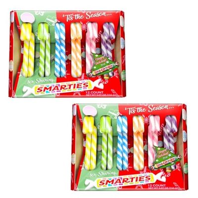 Candy Cane 12 Pack Boxes - Pack of 2 - Smiling Sweets - Delicious Variety of Classic Flavors - Great for Sharing with Friends and Family - Perfect Stocking Stuffers
