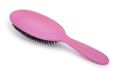 Rock Ruddle Natural Mixed Bristle Hair Brush for Women and Kids (Luxury, 23.5 cm) - Perfect for Wet or Dry Hair, Detangling Smoothing Blowdrying - Designed Made in UK (Tickled Pink)