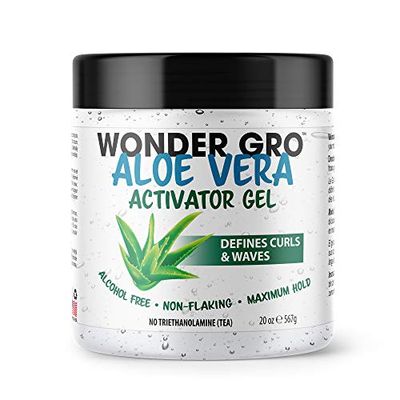 Wonder Gro Aloe Vera Activator Gel, 20 fl oz - Non-Flaking, Alcohol-Free - Defines Curls Waves