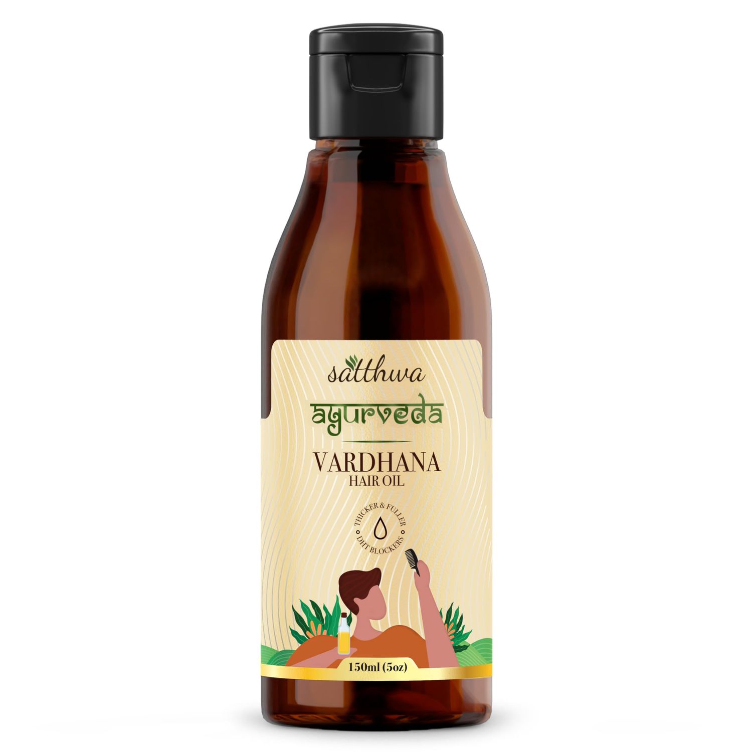 Satthwa Vardhana Hair Oil for Hair Growth With Pumpkin Seed Oil Saw Palmetto as Natural DHT Blockers Helps Control Hair Fall and Strong hair Paraben Free, 150ml (5oz)