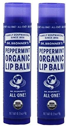 Dr. Bronners Organic Moisture Lip Balm Magic Massage Balm (Peppermint Lip Balm, 2 Pack)