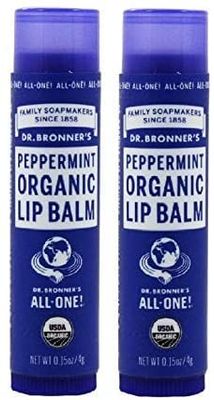 Dr. Bronners Organic Moisture Lip Balm Magic Massage Balm (Peppermint Lip Balm, 2 Pack)