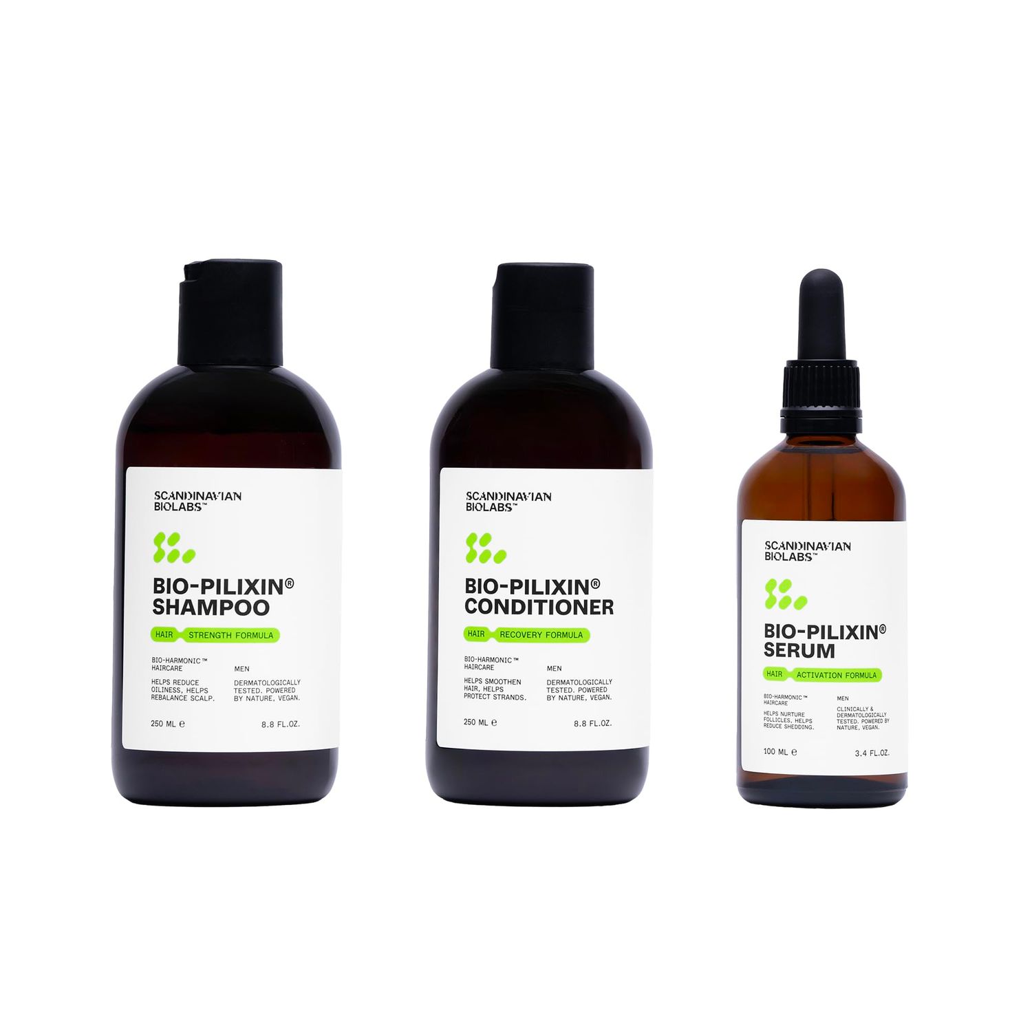 Scandinavian Biolabs Bio-Pilixin Routine For Men Helps With Hair Shedding, Nurtures Hair Follicles, Enhances Hair Strength, Repairs Damaged Hair, Clinically Tested, Dermatologically Approved