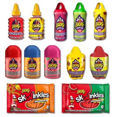 LA VOIE FOODS Lucas Mexican Candy Mix (13 Count) Baby, Muecas, Bomvaso, Gusano, Salsagheti, Chamoy, Watermelon, Mango, Limon, Sour, Cherry, tamarindo by LA Void Foods