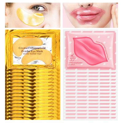 30PCS Lip Mask Under Eye Patches Skincare Set,Moisturizing Gold Under Eye Masks,Pink Lip Masks Skin Care Set for Lip Eye Skin