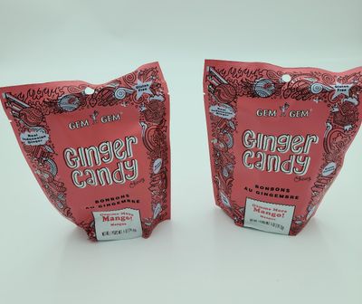 Candy Chews (2-Pack)- (2) Gem Gem 5oz Bags - All-Natural, Non-GMO, Gluten Free, Vegan, Real Indonesian Kettle Cooked Ginger The Perfect Chewy Sweet with a Kick!_AB