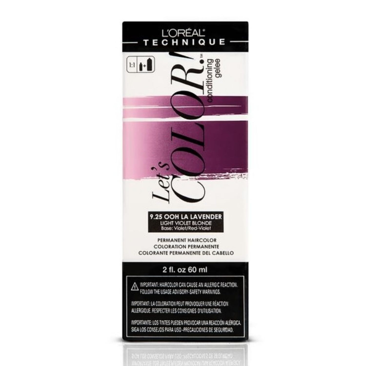 L'OREAL TECHNIQUE Let's Color Conditioning Gelee Permanent Hair Color - High Impact Multi-Dimensional Liquid Haircolor, Conditioning Formula, Smooth Application, 9.25 Ooh La Lavender