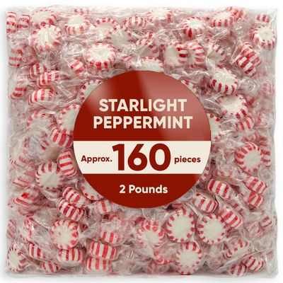 Starlight Peppermints Mints 2 Lb -Approx 160 Peppermint Candy Individually Wrapped - Thanksgiving Christmas Candy Mints