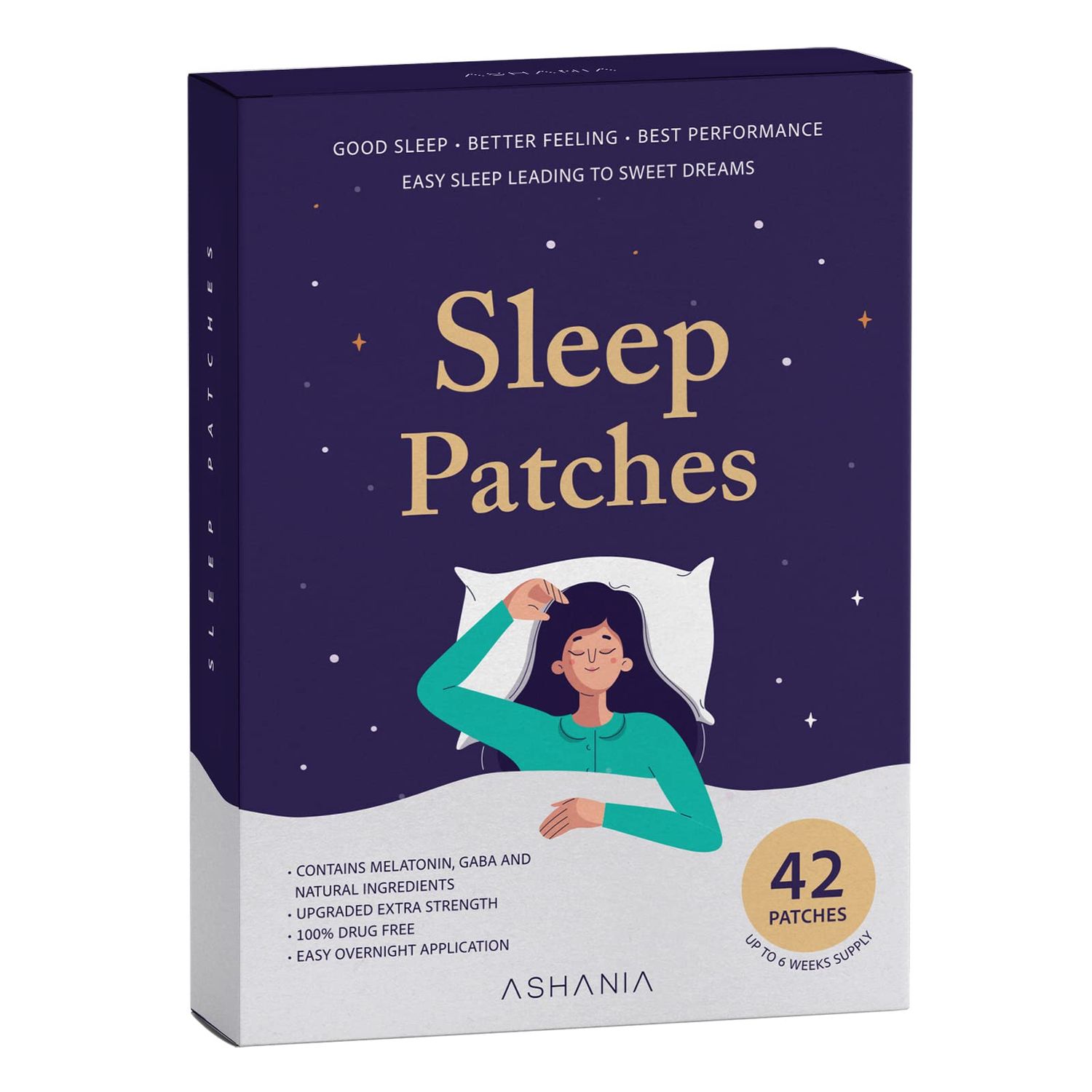 Ashania Sleep Patches, Sleep Patches for Adults, Upgraded Sleep Patches Set, Easy to Apply and Comfortable, Premium Ingredients, for Men and Women (42 Count (Pack of 1))