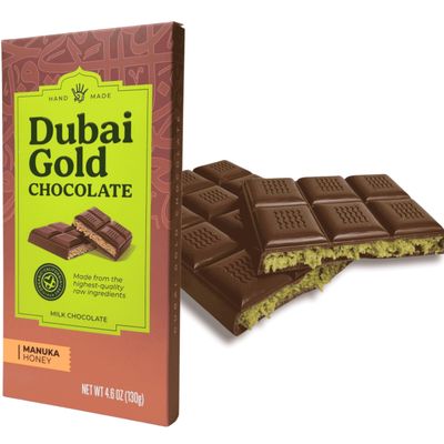 DUBAI GOLD Next Level MILK Luxury Kunafa Pistachio Chocolate Bar 4.6oz Gourmet Kataifi Dessert with Belgian Milk Chocolate, Pistachios Manuka Honey Freshly Made in California