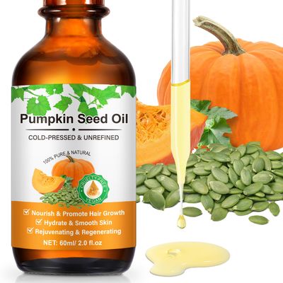 WHLH WELL-BEING Pumpkin Seed Oil for Hair Growth, 100 Pure Raw Cold Pressed Pumpkin Oil for Dry Damaged Hair, Moisturizing Scalp for All Hair Types 2 Fl Oz