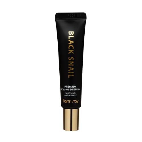 Farmstay Black Snail Premium Rolling Eye Serum - Eye Serum for Dark Circles and Puffiness - Snail Mucin for Improved Collagen Production - 0.84 oz