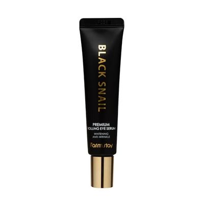Farmstay Black Snail Premium Rolling Eye Serum - Eye Serum for Dark Circles and Puffiness - Snail Mucin for Improved Collagen Production - 0.84 oz
