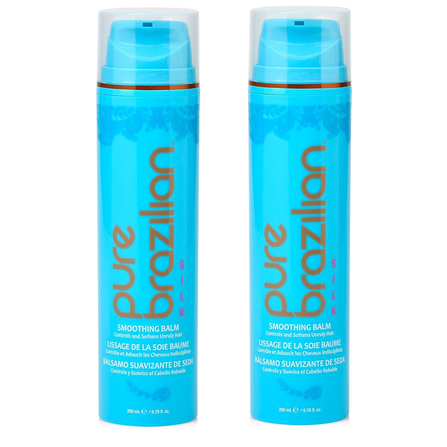 Pure Brazilian Silk Smoothing Balm with Keratin, Hydrolyzed Silk Coconut Oil, Anti-Frizz, Nourishing Strengthening, Salon-Quality Treatment, Pack of 2, 6.78 Oz