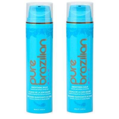 Pure Brazilian Silk Smoothing Balm with Keratin, Hydrolyzed Silk Coconut Oil, Anti-Frizz, Nourishing Strengthening, Salon-Quality Treatment, Pack of 2, 6.78 Oz